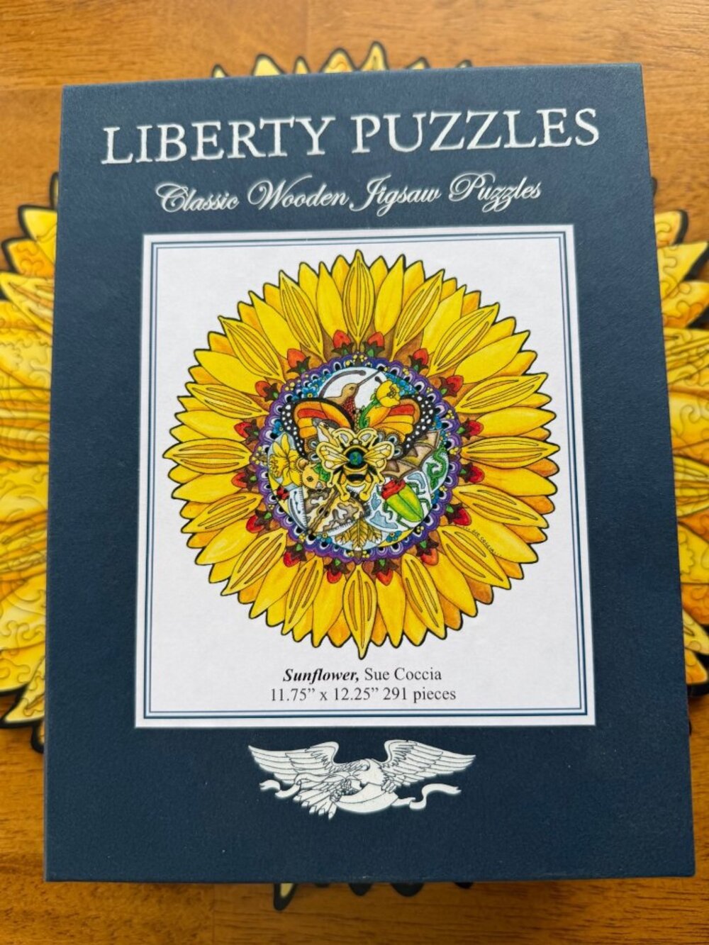 Liberty Puzzles Wooden Jigsaw Puzzle Sunflower, Sue Coccia 291 Pieces Complete